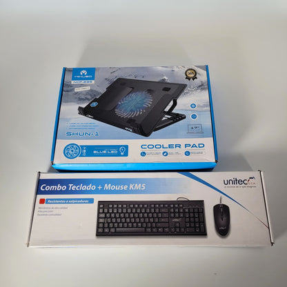 COMBO TECLADO + MOUSE UNITEC + BASE REFRIGERANTE