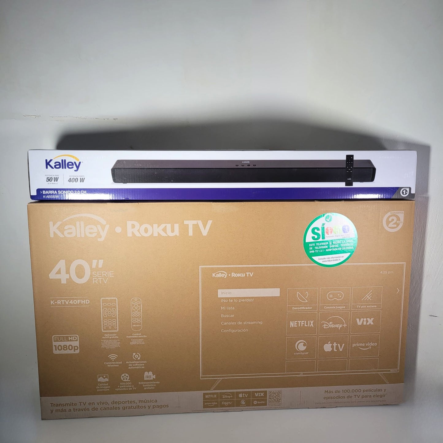 COMBO TELEVISOR KALLEY 40" ROKU + BARRA SONIDO KALLEY