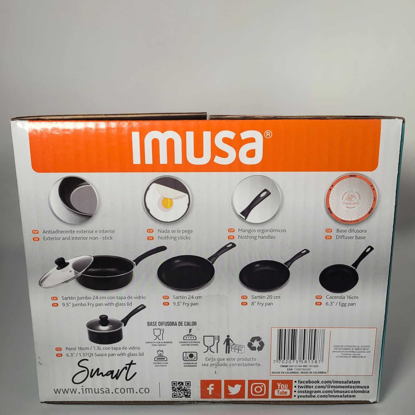 JUEGO DE OLLAS IMUSA SMART 7 PIEZAS