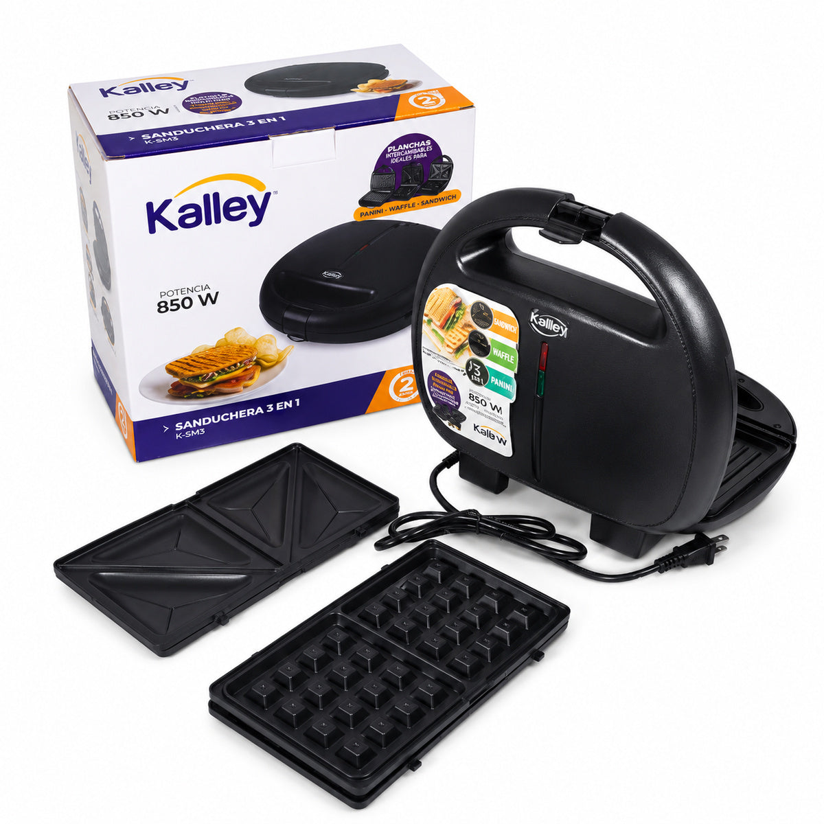Sanduchera Kalley K-SM3 3 en 1
