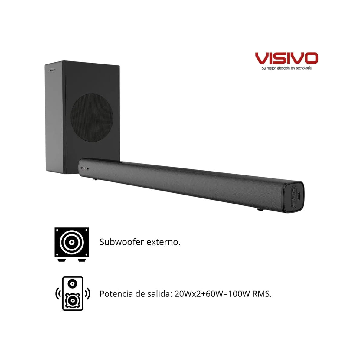 Barra De Sonido Visivo Con Subwoofer 100 W RMS