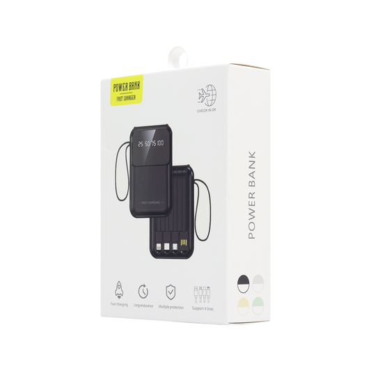 Power Bank Jaltech YM933 De 10.000 mAh Con 4 Cables Integrados