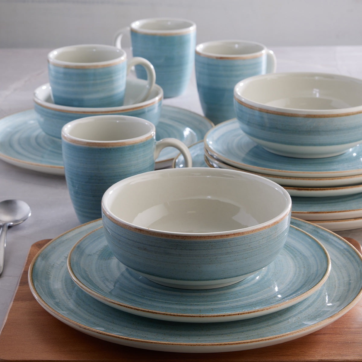 Vajilla Corona Caoba Azul