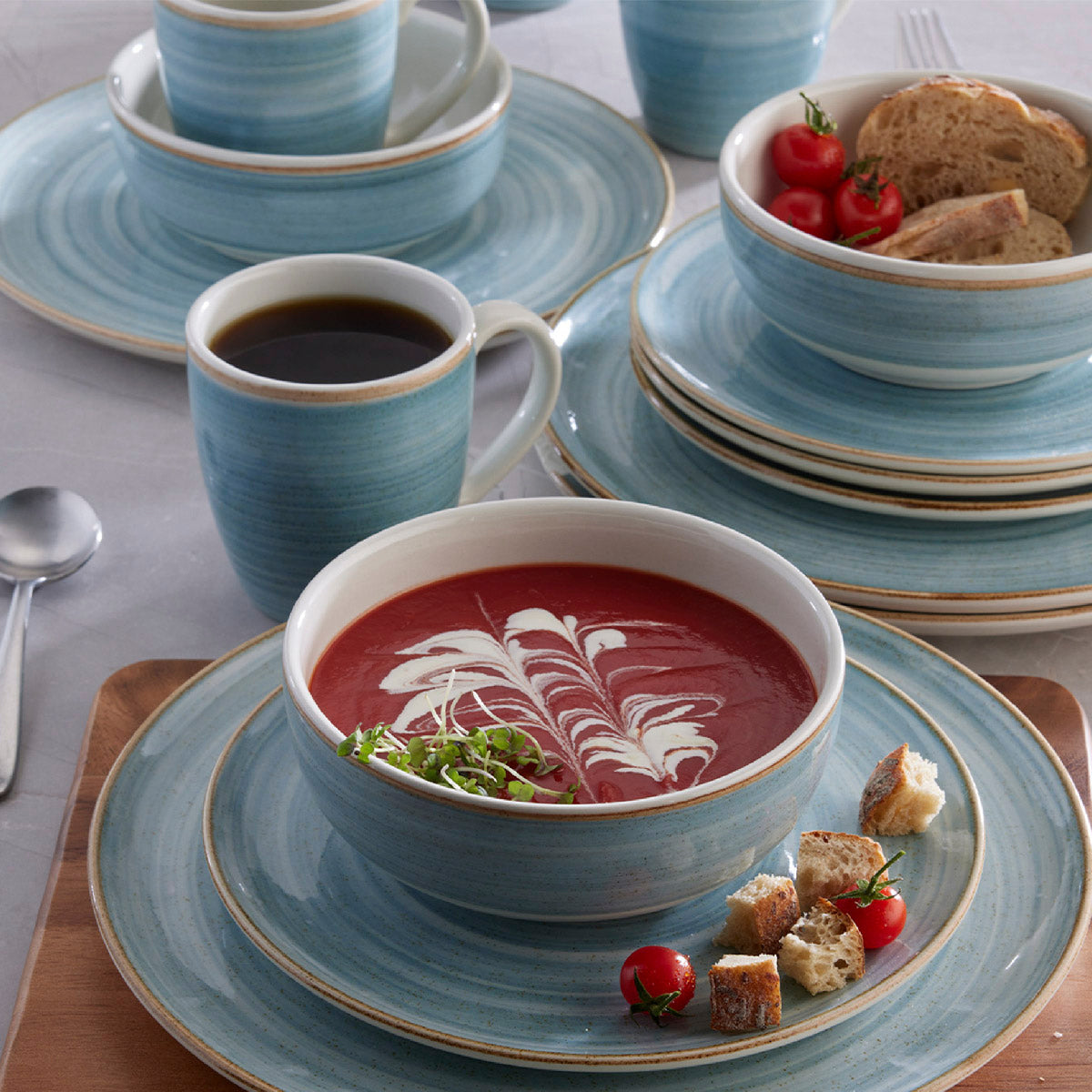 Vajilla Corona Caoba Azul