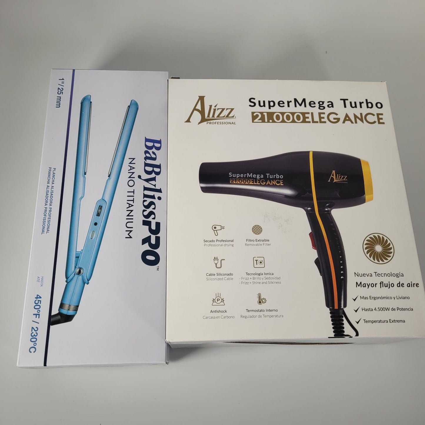 COMBO PLANCHA BABYLISS PERILLA DELGADA + SECADOR ALIZZ 21.000