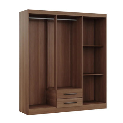 Closet Atenas 162x183x47 Cm Nogal 2 Cajones 6 Puertas Casa Bonita