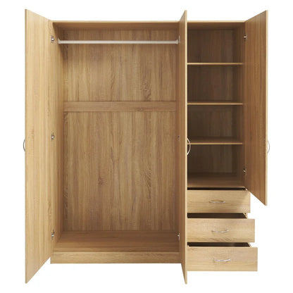 Closet Grecia 143x175x48 Cm Café 3 Cajones 3 Puertas