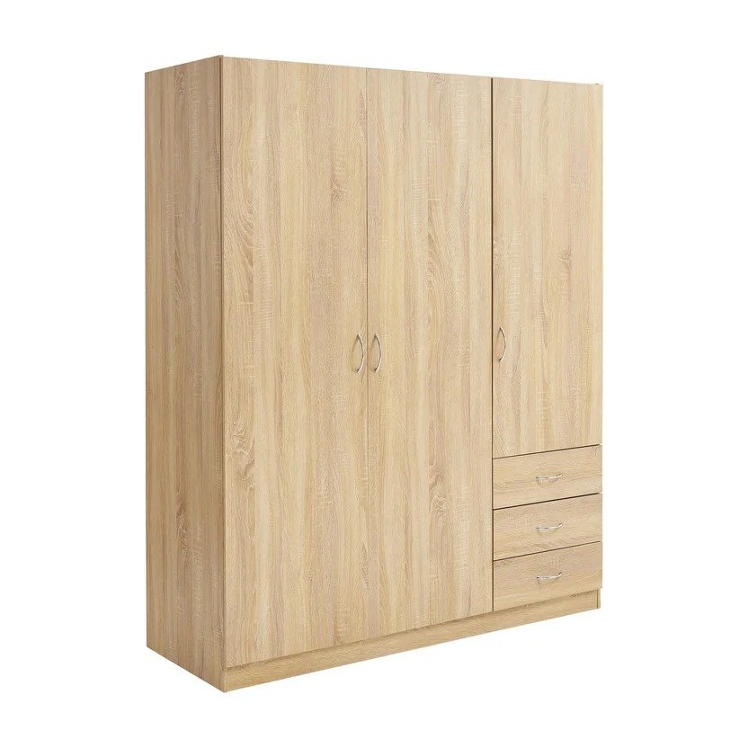 Closet Grecia 143x175x48 Cm Café 3 Cajones 3 Puertas
