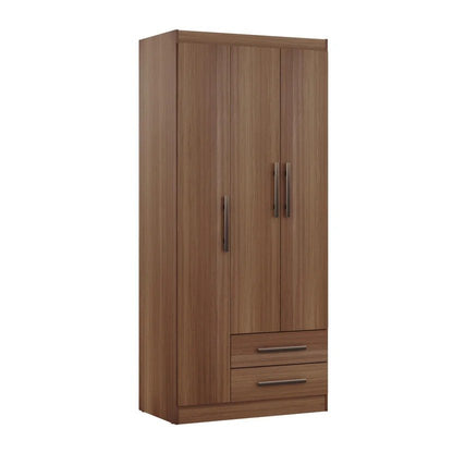 Closet 83x183x47 Cm Nogal 2 Cajones 3 Puertas Casa Bonita