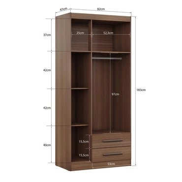 Closet 83x183x47 Cm Nogal 2 Cajones 3 Puertas Casa Bonita