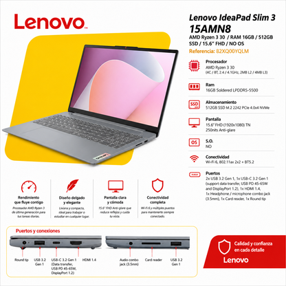 Computador Ideapad Slim 3 15Amn8