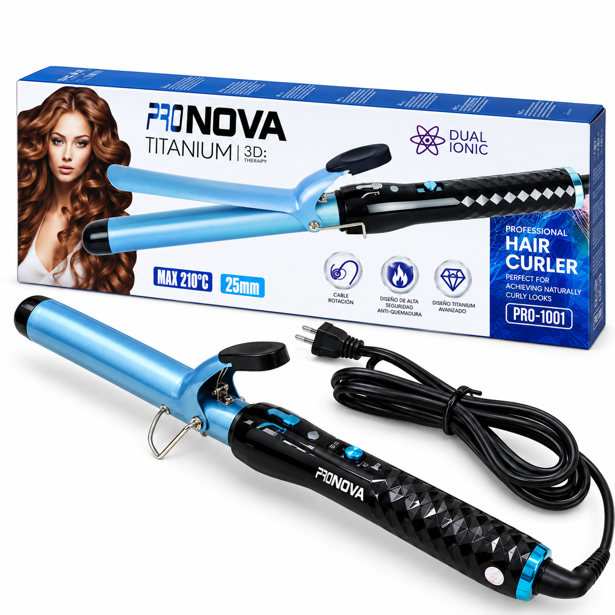 Pinza Rizadora ProNova PRO-1001 De 25 MM Para Cabello