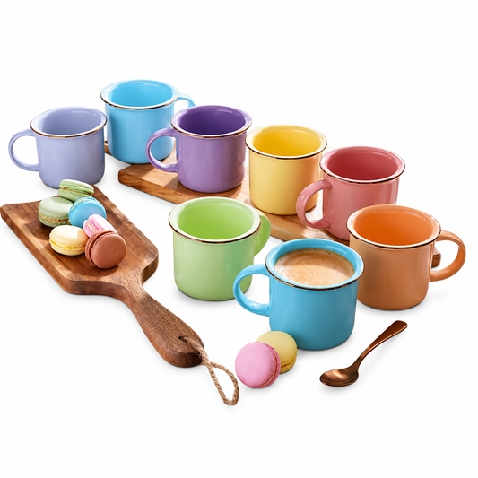 Juego De Pocillo mugs Corona Macaron Set X8 Unidades Diferentes Colores