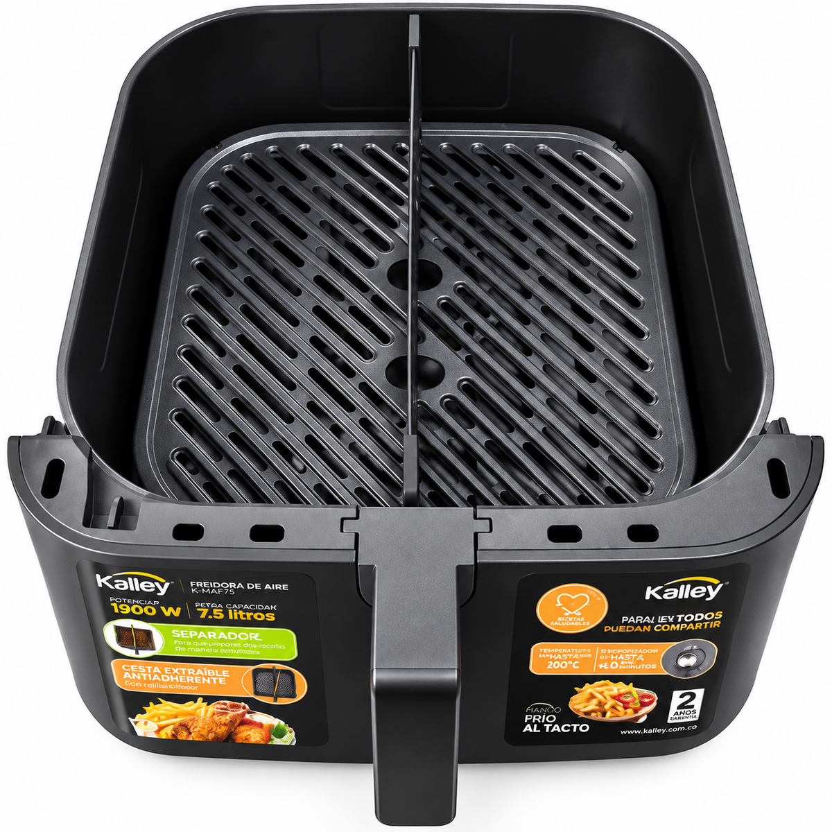 Freidora De Aire Kalley K-MAF75 De 7,5 Litros 1900 W Negra