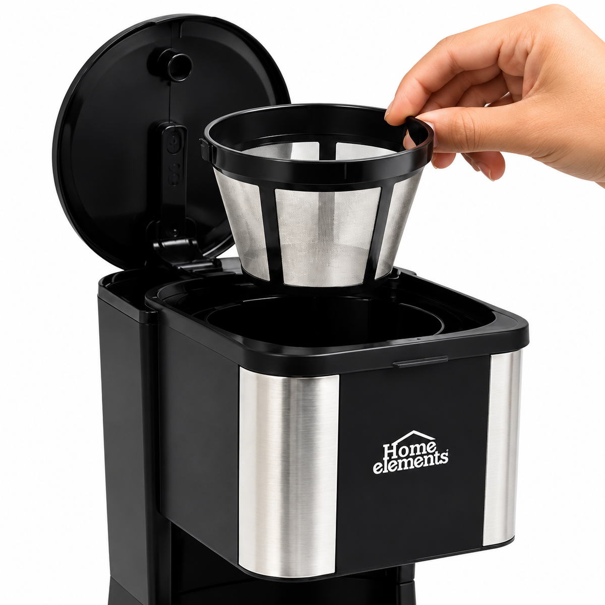Cafetera Home Elements HECAI12N De 12 Tazas Con Jarra De Vidrio