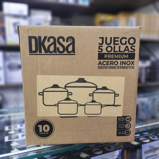 Juego De Ollas Dkasa Acero 10 Piezas