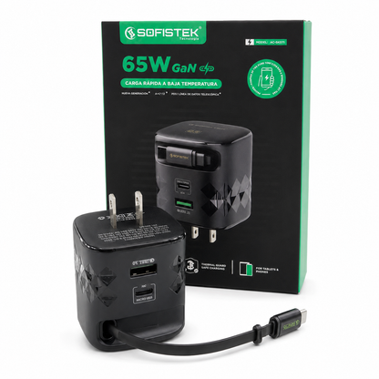 Cargador 65w Cable Retráctil