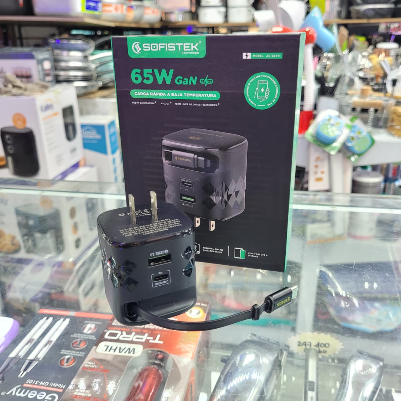 Cargador 65w Cable Retráctil