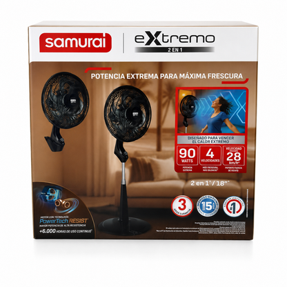 Ventilador Samurai Extremo 2 En 1: máxima frescura donde la necesites