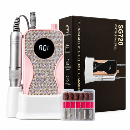 Drill De Uñas Inalámbrico SG720 45.000 RPM Con Fresas Y Mirellado