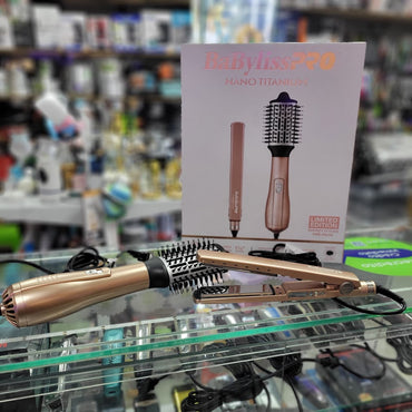Combo Baby Liss Rosa Gold - Plancha Digital Mediana + Cepillo Secador