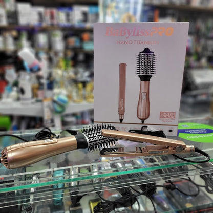 Combo Baby Liss Rosa Gold - Plancha Digital Mediana + Cepillo Secador
