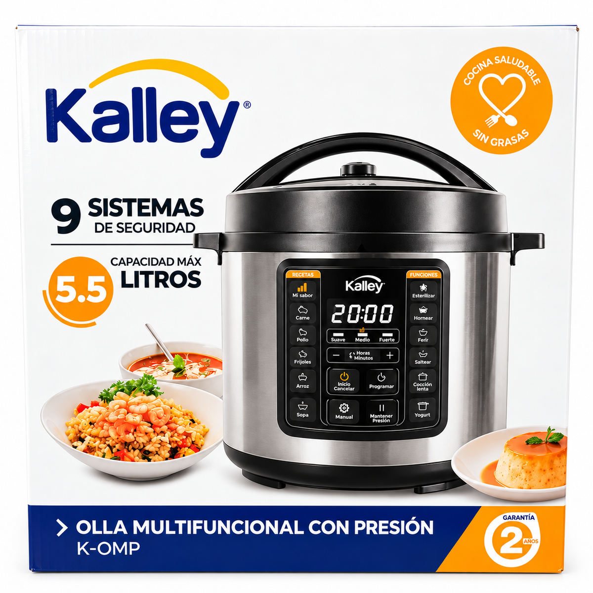 Olla Multifuncional Kalley K-OMP De 5.5 Litros Y 12 Funciones