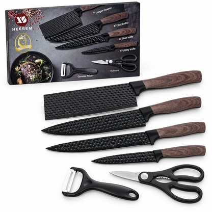 Set de Cuchillos De Cocina 0280 De 6 Piezas Con Tijeras Y Pelador