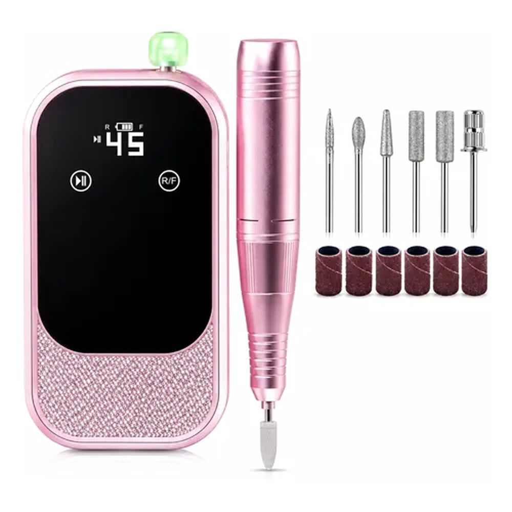 Drill De Uñas ROHS 45.000 RPM Táctil Con Fresas Y Mirellado