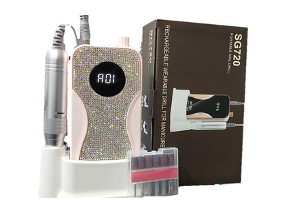 Drill De Uñas Inalámbrico SG720 45.000 RPM Con Fresas Y Mirellado