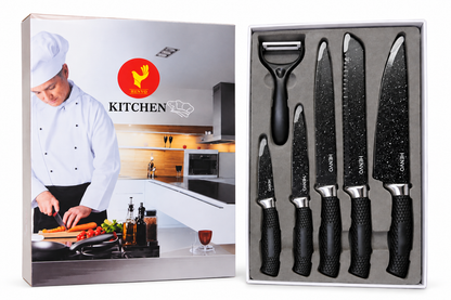 Set De Cuchillos Henvo 0279 Antiadherentes Con Pelador 6 Piezas
