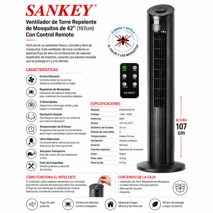 Ventilador De Torre Sankey 42 Pulgadas Con Repelente De Mosquitos