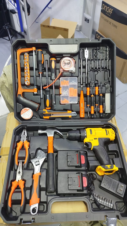 Taladro Inalámbrico 2 Baterías +  Kit De Herramientas