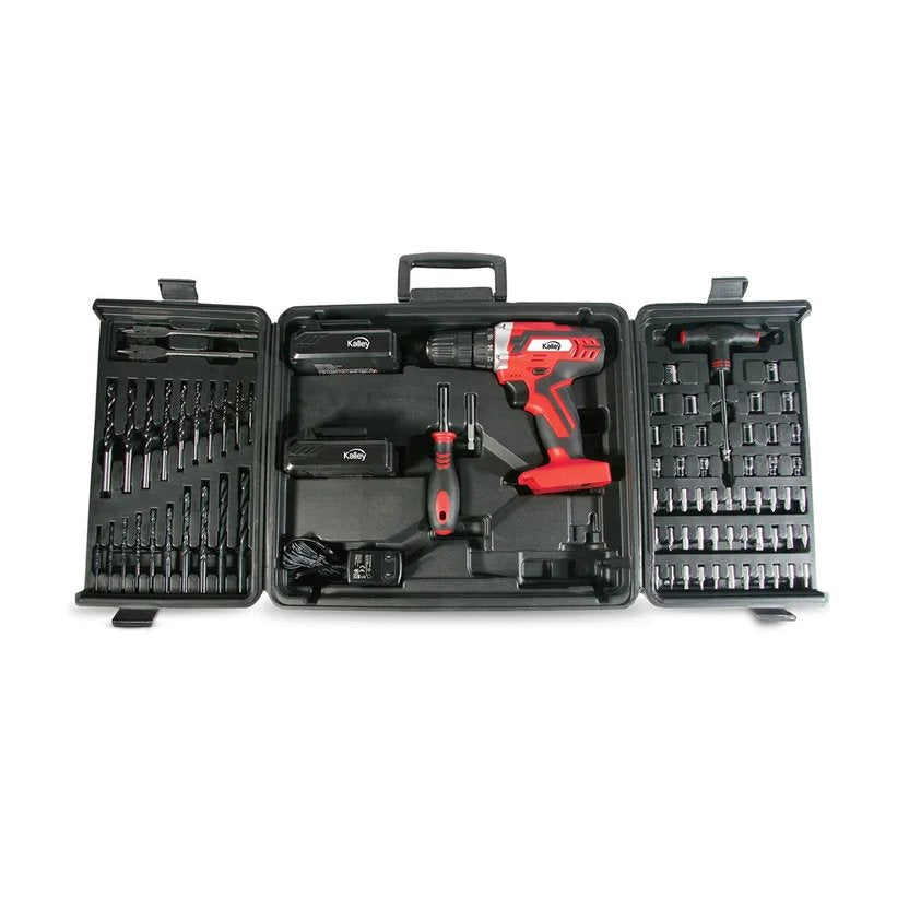 Taladro Inalámbrico Kalley K-SH18TIB2 18 V Con 2 Baterías Y Kit De Herramientas