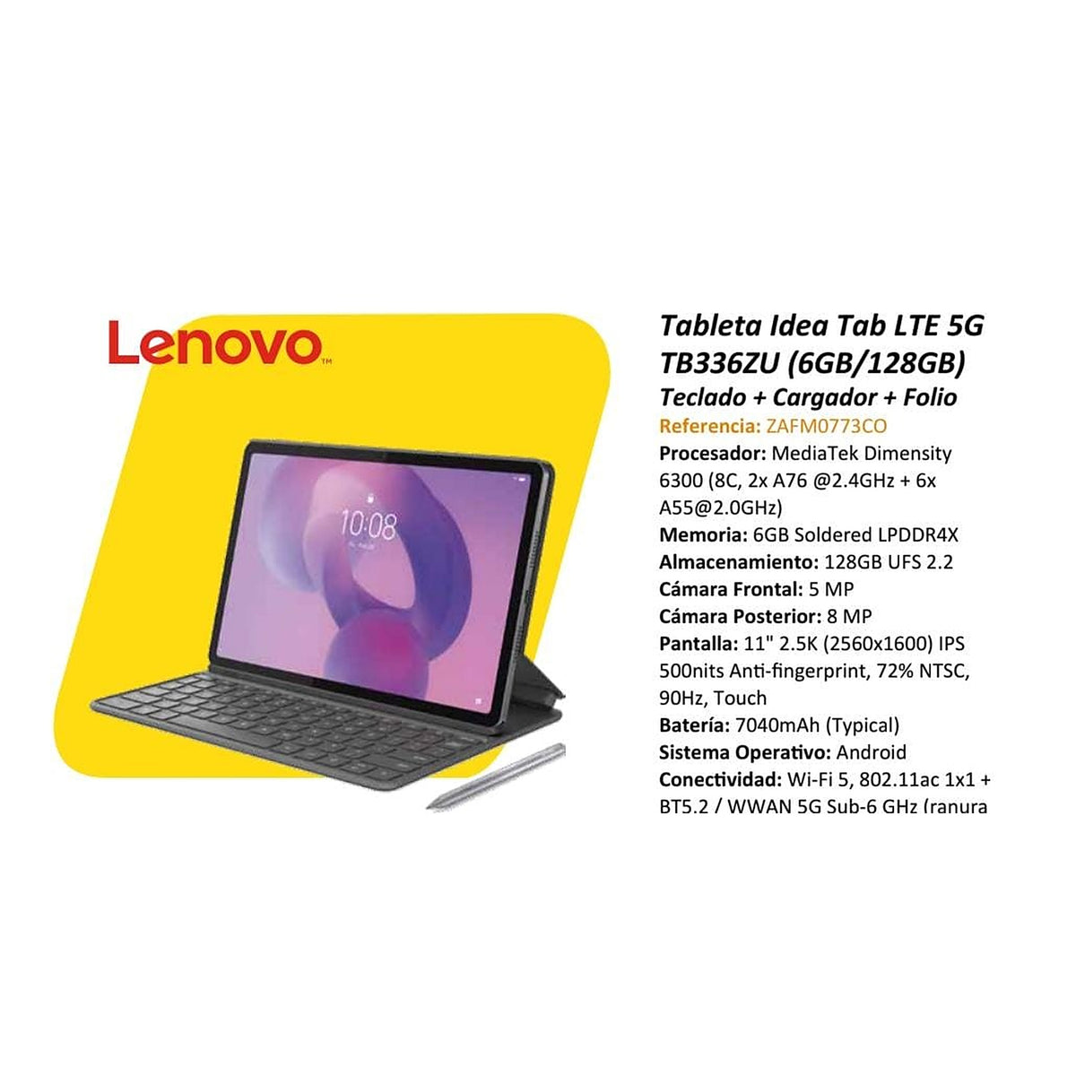 Tablet Idea Tab LTE 5G TB336ZU 6GB Y 128GB De Ram