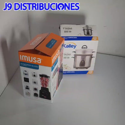 COMBO ARROCERA KALLEY 7 TAZAS + LICUADORA IMUSA POWER GLASS