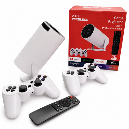 Proyector Gamer con 2 Controles y Juegos Retro