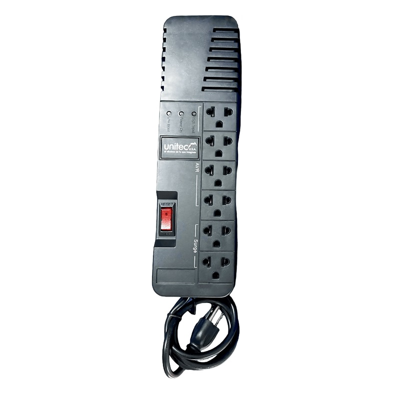 Regulador Unitec I-74 De 990 VA Con 4 Tomas Reguladas Y 2 Protegidas